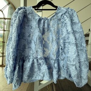 Free People Light Blue Lace Blouse